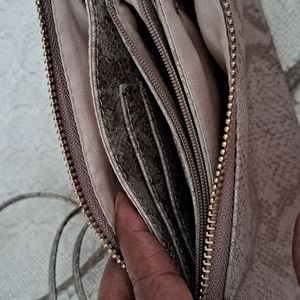 Caroline Hill Taupe Metallic Snakeskin Print Crossbody